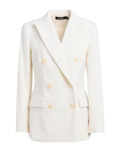 Ralph Lauren Lauren  Double-breasted Wool Crepe Blazer Woman Blazer Ivory Size 0 Wool, Elastane In White