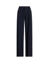 Ralph Lauren Lauren  Double-face Georgette Wide-leg Pant Woman Pants Navy Size 8 Polyester In Blue