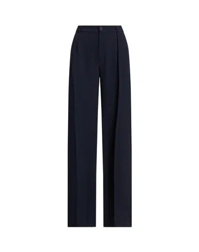 Ralph Lauren Lauren  Double-face Georgette Wide-leg Pant Woman Pants Navy Size 8 Polyester In Blue