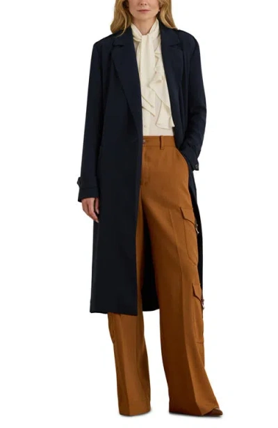 Ralph Lauren Lauren  Double-faced Georgette Wrap Coat In Black