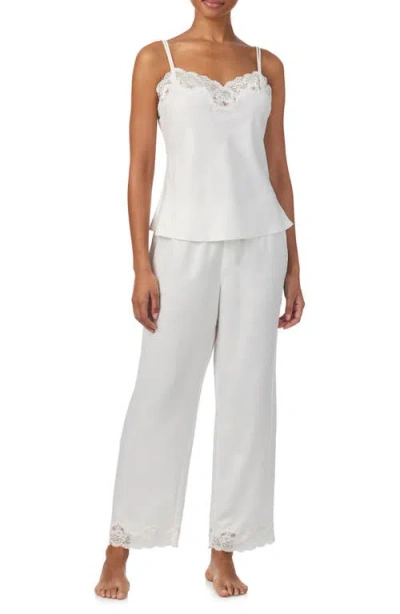 Ralph Lauren Lauren  Double Strap Lace Trim Long Pajamas In White