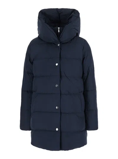 Ralph Lauren Lauren  Down Jacket With High Collar, Tech Fabric, Side Pockets In Blue