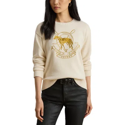 RALPH LAUREN LAUREN RALPH LAUREN EMBROIDERED CREWNECK SWEATER