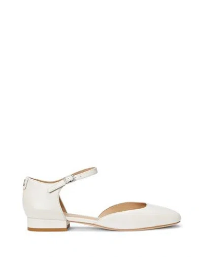 Ralph Lauren Lauren  Emellie Nappa Leather Mary Jane Woman Ballet Flats Off White Size 8 Leather