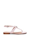 Ralph Lauren Lauren  Everley Nappa Leather Sandal Woman Thong Sandal Light Pink Size 8 Cow Leather In Pink