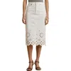 Ralph Lauren Petite Eyelet Denim Midi Skirt