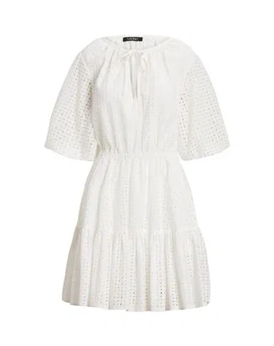 Ralph Lauren Lauren  Eyelet-embroidered Cotton Dress Woman Short Dress White Size 10 Cotton