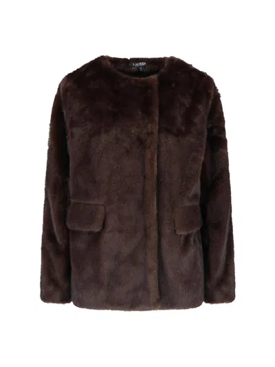 Ralph Lauren Lauren  Faux Fur Jacket In Brown