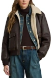 Ralph Lauren Lauren  Faux Shearling Bomber Jacket In Black