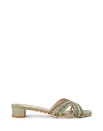 Ralph Lauren Lauren  Fay Suede & Leather Multistrap Sandal Woman Sandals Sage Green Size 8 Sheepskin