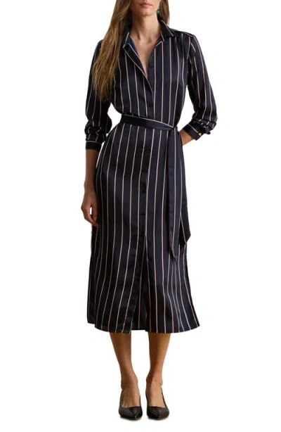 RALPH LAUREN LAUREN RALPH LAUREN FAYELLA STRIPE LONG SLEEVE MIDI SHIRTDRESS