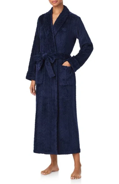 Ralph Lauren Lauren  Fleece Monogram Robe In Blue