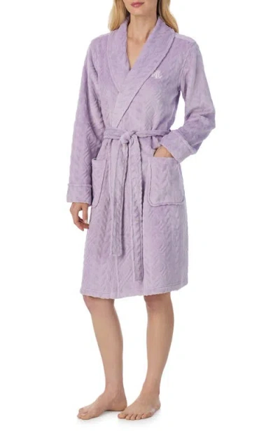 Ralph Lauren Lauren  Fleece Monogram Robe In Purple