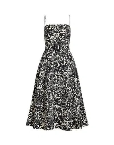 Ralph Lauren Lauren  Floral Belted Faille Cocktail Dress Woman Midi Dress Black Size 6 Polyester