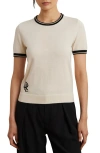 Ralph Lauren Lauren  Floral Cotton Blend Short Sleeve Sweater