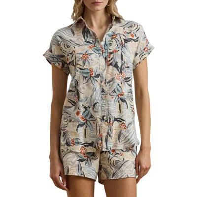 RALPH LAUREN LAUREN RALPH LAUREN FLORAL LINEN BUTTON-UP SHIRT