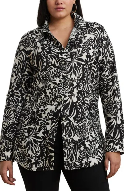 RALPH LAUREN LAUREN RALPH LAUREN FLORAL LINEN BUTTON-UP SHIRT