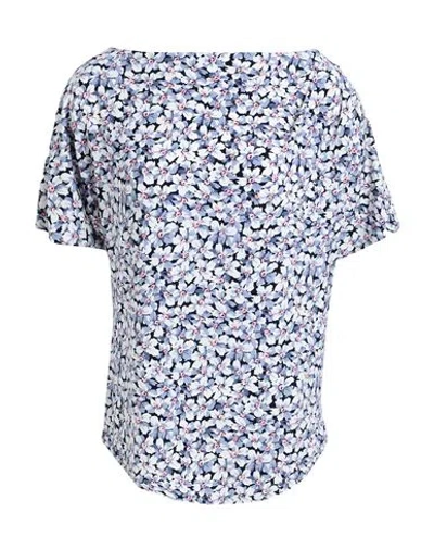 Ralph Lauren Lauren  Floral Pleated Stretch Jersey Tee Woman T-shirt White Size L Polyester, Elastane