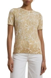 Ralph Lauren Plus Size Floral Cotton-blend Short-sleeve Sweater In Cream Multi