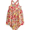 Ralph Lauren Floral Print Cotton Sundress & Bloomers Set In Lemon Floral