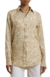 Ralph Lauren Sleeve Button Front Shirt In Cream/tan