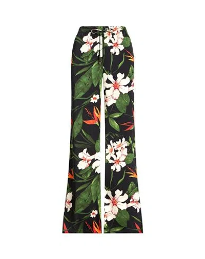 Ralph Lauren Lauren  Floral Satin Charmeuse Wide-leg Pant Woman Pants Black Size L Recycled Polyester