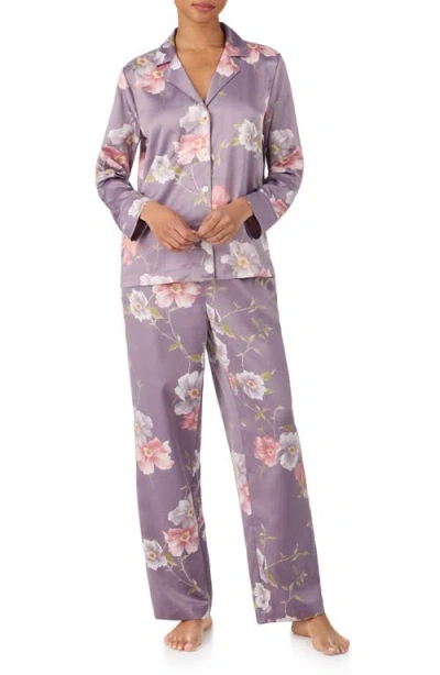 Ralph Lauren Lauren  Floral Satin Pajamas In Gold