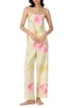 Ralph Lauren Lauren  Floral Satin Pajamas In Yellow Floral