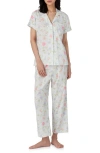 Ralph Lauren Lauren  Floral Short Sleeve Crop Pajamas In Ivory Floral