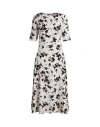 Ralph Lauren Lauren  Floral Stretch Cotton Midi Dress Woman Midi Dress Black Size L Cotton, Elastane