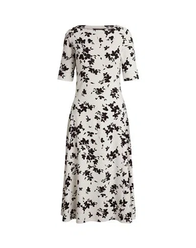Ralph Lauren Lauren  Floral Stretch Cotton Midi Dress Woman Midi Dress Black Size L Cotton, Elastane