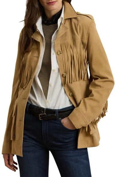RALPH LAUREN LAUREN RALPH LAUREN FRINGE TRIM SUEDE JACKET