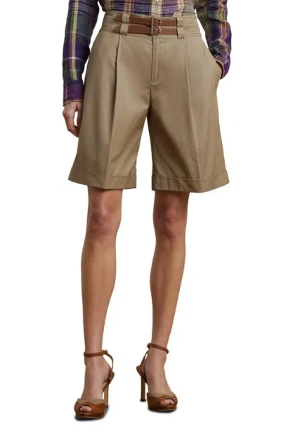 RALPH LAUREN LAUREN RALPH LAUREN FRONT PLEAT COTTON TWILL SHORTS