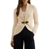 Ralph Lauren Lauren  Gassed Cable Stitch Belted Cardigan In Neutral