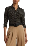 Ralph Lauren Lauren  Slim Fit Jersey Button-up Shirt In Black