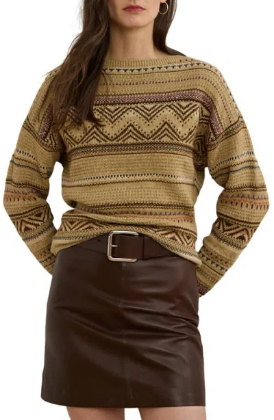 RALPH LAUREN LAUREN RALPH LAUREN GEO STRIPE COTTON & LINEN SWEATER
