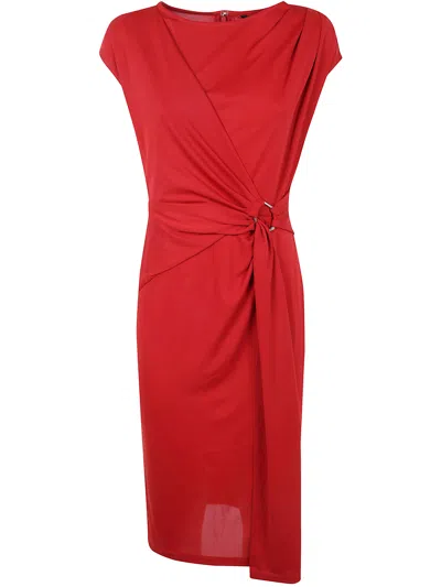 Ralph Lauren Gervas Short Sleeve Day Dress In Red