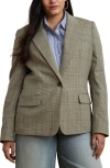 Ralph Lauren Lauren  Glen Plaid Cotton Blend Twill Blazer