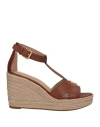 Ralph Lauren Lauren  Hale Leather Espadrille Woman Espadrilles Cocoa Size 9.5 Soft Leather In Brown