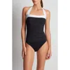 Ralph Lauren Lauren  Halter One-piece Swimsuit In Black