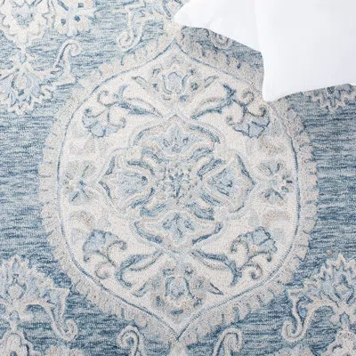 Ralph Lauren Lauren  Hand Tufted Wool Damask Rug In Navy,ivory