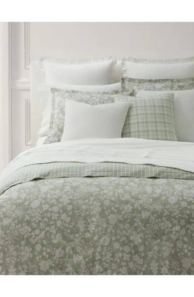 Ralph Lauren Lauren  Heather Floral & Stripe Reversible Cotton Comforter & Sham Set In Green