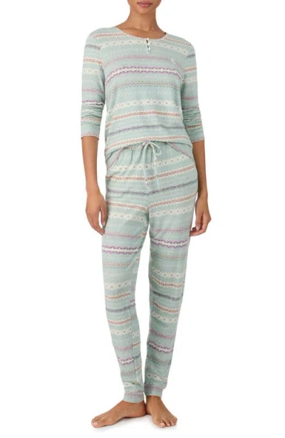 Ralph Lauren Lauren  Henley Cotton Blend Pajamas In Green
