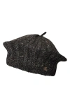 Ralph Lauren Lauren  Herringbone Beret In Black