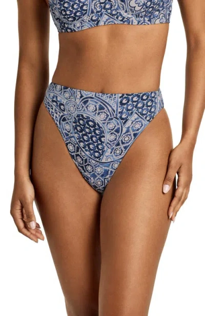 Ralph Lauren Lauren  High Cut Bikini Bottoms In Blue