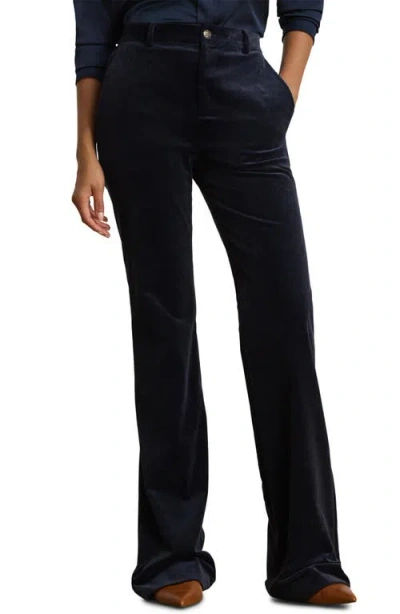 Ralph Lauren Lauren  High Waist Flare Corduroy Pants In Blue