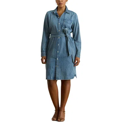 Ralph Lauren Lauren  Jameika Long Sleeve Denim Shirtdress In Blue