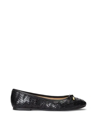 Ralph Lauren Lauren  Jayna Woven Leather Flat Woman Ballet Flats Black Size 6.5 Soft Leather