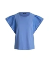 Ralph Lauren Lauren  Jersey Flutter-sleeve Tee Woman Top Light Blue Size L Cotton, Modal