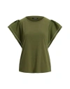 Ralph Lauren Lauren  Jersey Flutter-sleeve Tee Woman Top Military Green Size L Cotton, Modal In Green